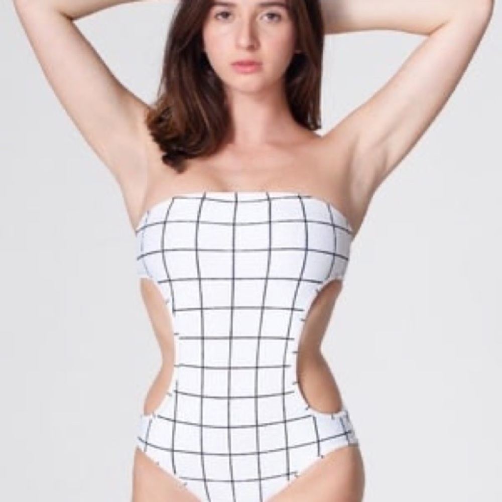 American Apparel Swim Grid monokini One-piece Bodysuit